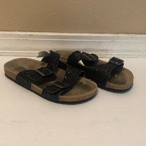 Crazy 8 girls black glitter sandals size 12 used